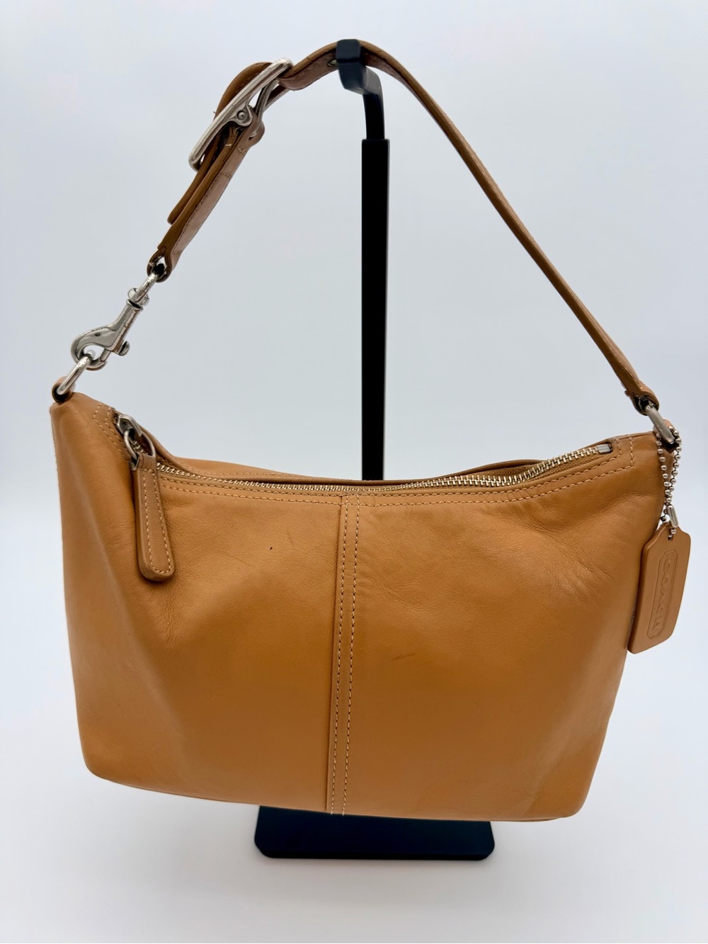 Coach legacy Demi Mini Hobo Tan Leather Shoulder Bag silver hardware 9596